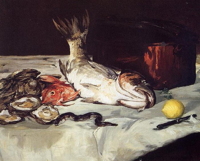 Edouard Manet Still Life with Fish Norge oil painting art